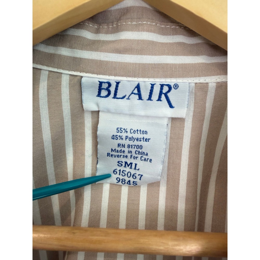 Blair Stripe Button‎ Front Shirt Women's Small Roll Tab Career Coastal Classic - Picture 6 of 9
